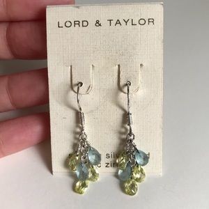 Sterling Silver Blue and Green Dangle Earrings